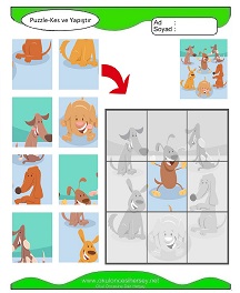 Puzzle Kes Yapıştır Çalışma Sayfaları